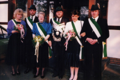 1989 Königspaar Bernhard Ratersmann + Maria Lehmann; Hofstaat: Monika + Norbert Stockmann, Indre Gutzeit + Alfred Lehmann